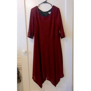 Dark Red Asymmetrical Plus Dress Size 18